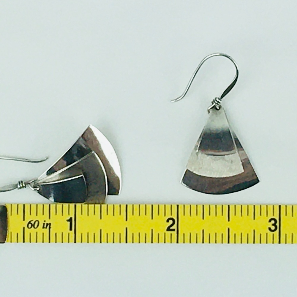 Textured Sterling Silver Layered Dangle Earrings - Picture 6 of 6